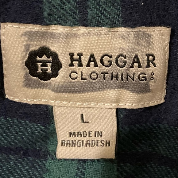 Men’s Size Large Haggar Clothing Button Down Plaid Flannel Shirt - Picture 15 of 16